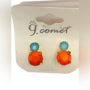 Costume Lightweight Earrings, Orange Post Earrings #362